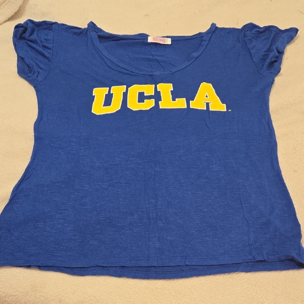 Blue and Yellow Relaxed Crop Tee
